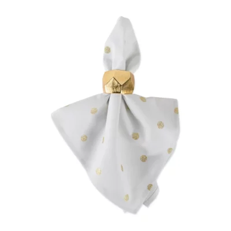 Design Imports Metallic White/Gold Polka Dot 4-pc. Napkins