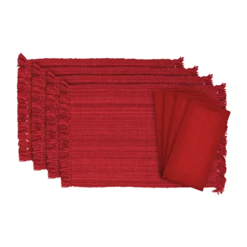 Design Imports Tango Red Fringe 8-pc. Placemats & Napkin Set