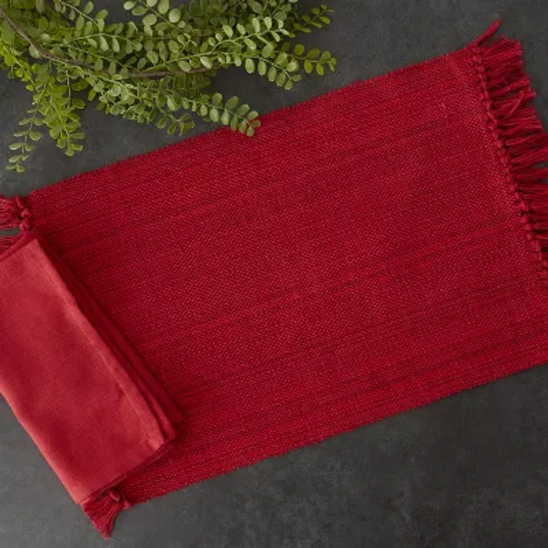 Design Imports Tango Red Fringe 8-pc. Placemats & Napkin Set