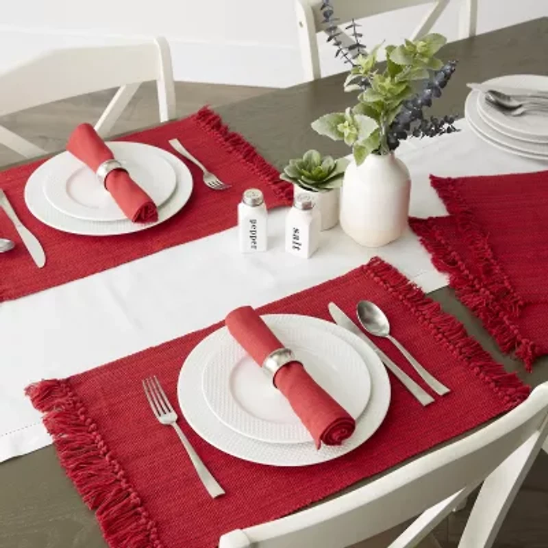 Design Imports Tango Red Fringe 8-pc. Placemats & Napkin Set