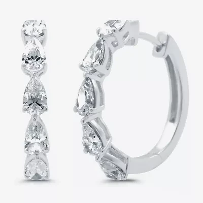 (H-I / I1) 2 CT. T.W. Lab Grown White Diamond 10K or 14K Yellow Gold 22.1mm Pear Hoop Earrings