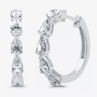 (H-I / I1) 2 CT. T.W. Lab Grown White Diamond 10K or 14K Yellow Gold 22.1mm Pear Hoop Earrings