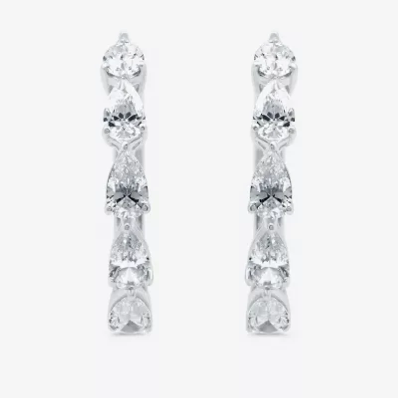 (H-I / I1) 2 CT. T.W. Lab Grown White Diamond 10K or 14K Yellow Gold 22.1mm Pear Hoop Earrings