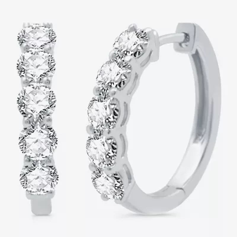 2 CT.T.W.Certified (H-I / I1) Lab Grown Diamond 10K or 14K White Yellow Gold 19mm Hoop Earrings