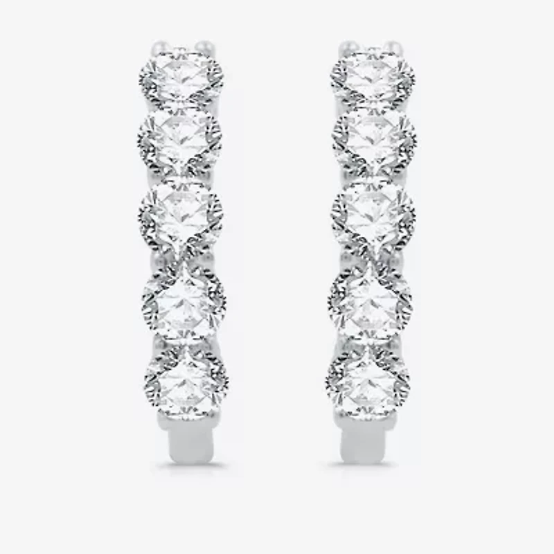 2 CT.T.W.Certified (H-I / I1) Lab Grown Diamond 10K or 14K White Yellow Gold 19mm Hoop Earrings