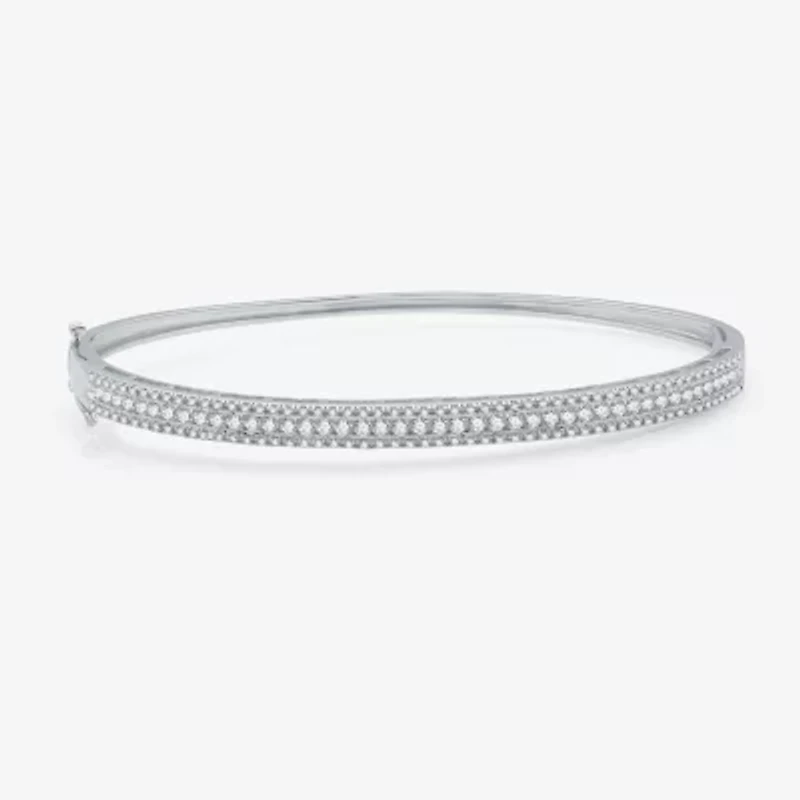 (H-I / I1) Womens 1 1/4 CT. T.W. Lab Grown White Diamond 10K White Gold Bangle Bracelet