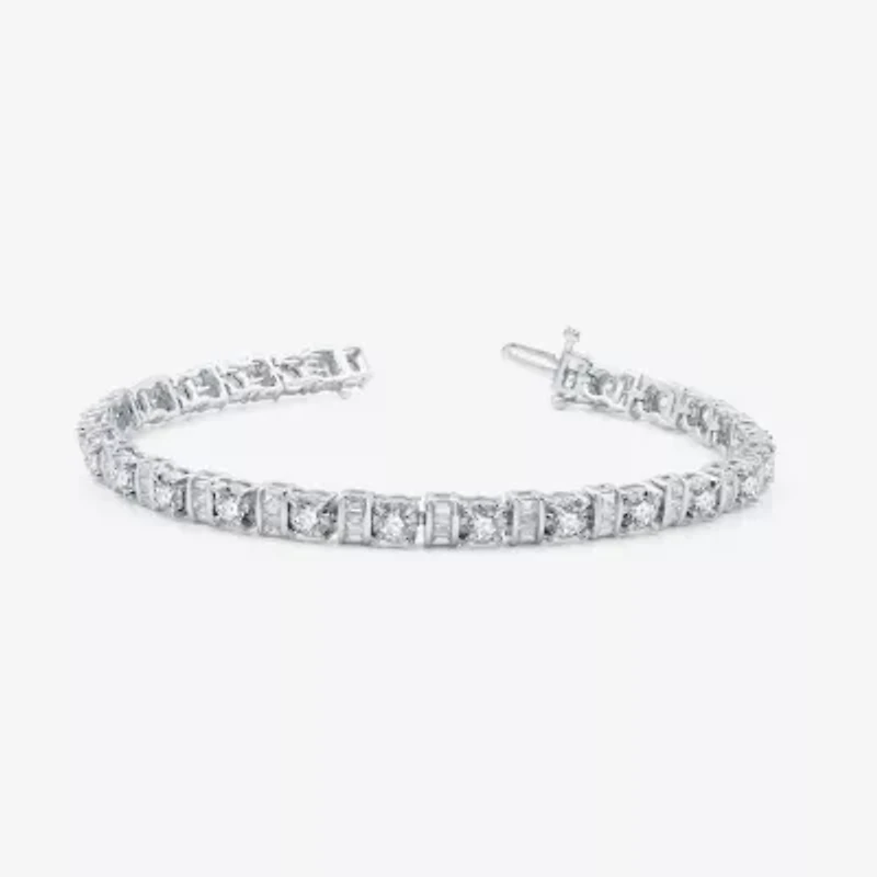 Womens 4 CT. T.W. Natural White Diamond 10K Gold 7.5 Inch Tennis Bracelet