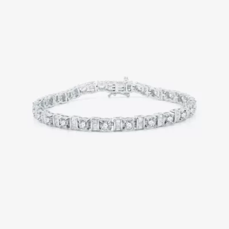 Womens 4 CT. T.W. Natural White Diamond 10K Gold 7.5 Inch Tennis Bracelet