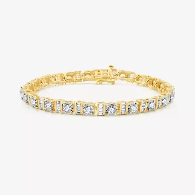 Womens 4 CT. T.W. Natural White Diamond 10K Gold 7.5 Inch Tennis Bracelet
