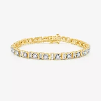 Womens 4 CT. T.W. Natural White Diamond 10K Gold 7.5 Inch Tennis Bracelet