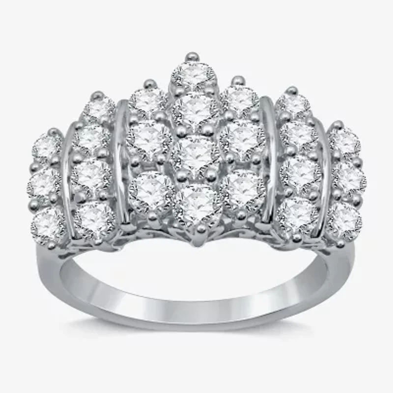 Womens 2 CT. T.W. Natural White Diamond 10K Gold Cluster Band