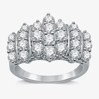Womens 2 CT. T.W. Natural White Diamond 10K Gold Cluster Band