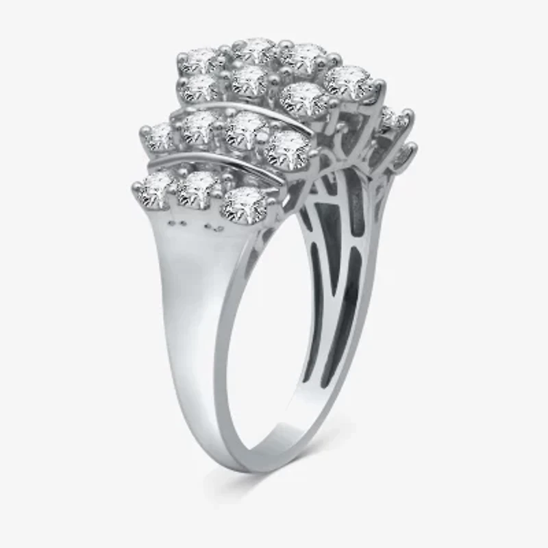Womens 2 CT. T.W. Natural White Diamond 10K Gold Cluster Band