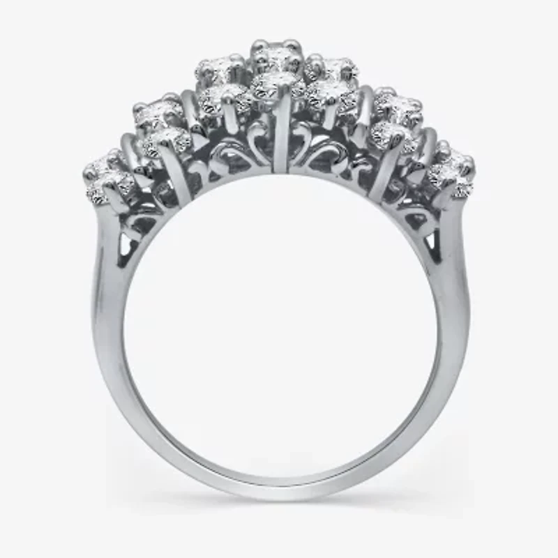 Womens 2 CT. T.W. Natural White Diamond 10K Gold Cluster Band