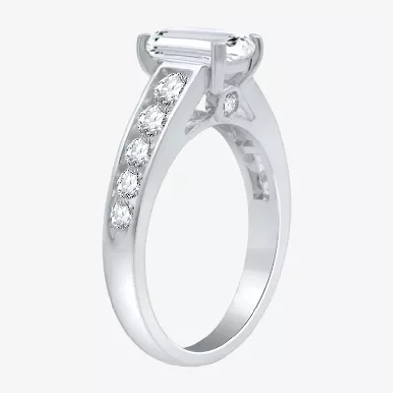 (H-I / I1) Womens 2 3/4 CT. T.W. Lab Grown White Diamond 10K Gold Side Stone Engagement Ring