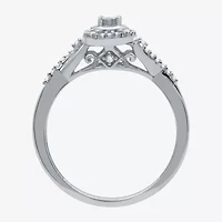Promise My Love Womens 1/6 CT. T.W. Natural White Diamond Sterling Silver Round Side Stone Halo Ring