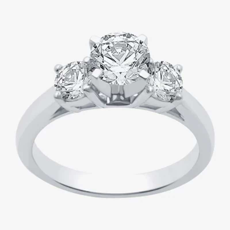 Love Lives Forever (H-I / Si1-Si2) Womens 1 1/2 CT. T.W. Lab Grown White Diamond 10K Gold Round 3-Stone Engagement Ring