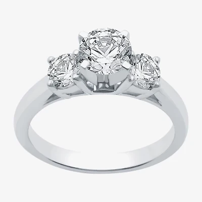 Love Lives Forever (H-I / Si1-Si2) Womens 1 1/2 CT. T.W. Lab Grown White Diamond 10K Gold Round 3-Stone Engagement Ring