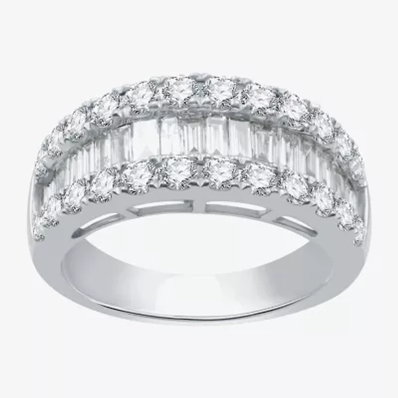 (H-I / I1) Womens 2 CT. T.W. Lab Grown White Diamond 10K Gold Anniversary Wedding Band