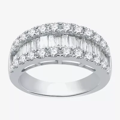 (H-I / I1) Womens 2 CT. T.W. Lab Grown White Diamond 10K Gold Anniversary Wedding Band