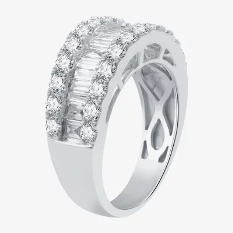 (H-I / I1) Womens 2 CT. T.W. Lab Grown White Diamond 10K Gold Anniversary Wedding Band