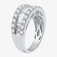 (H-I / I1) Womens 2 CT. T.W. Lab Grown White Diamond 10K Gold Anniversary Wedding Band