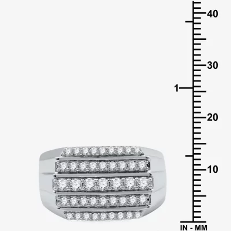 (H-I / I1) Mens 1 CT. T.W. Lab Grown Diamond 10K White Gold Fashion Ring