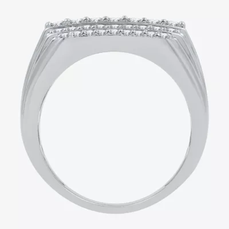 (H-I / I1) Mens 1 CT. T.W. Lab Grown Diamond 10K White Gold Fashion Ring