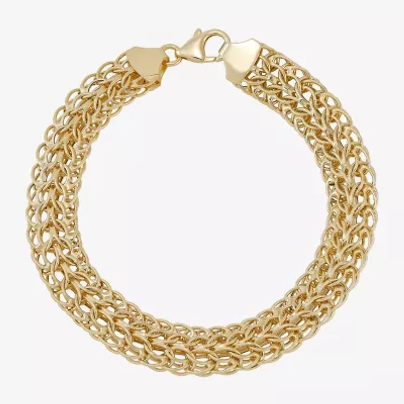 Womens 14K Gold Hollow Link Chain Bracelet