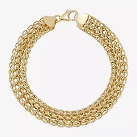 Womens 14K Gold Hollow Link Chain Bracelet