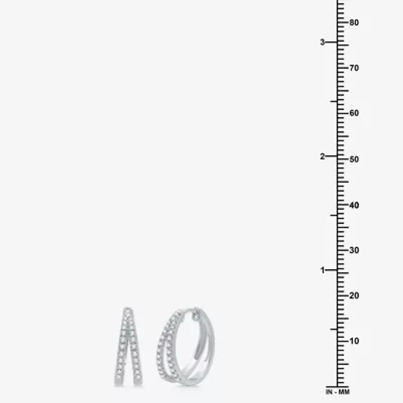 (H-I / I1) Womens 3/8 CT. T.W. Lab Grown White Diamond Sterling Silver 17mm Hoop Earrings