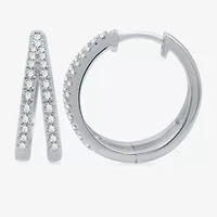 (H-I / I1) Womens 3/8 CT. T.W. Lab Grown White Diamond Sterling Silver 17mm Hoop Earrings