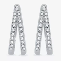 (H-I / I1) Womens 3/8 CT. T.W. Lab Grown White Diamond Sterling Silver 17mm Hoop Earrings