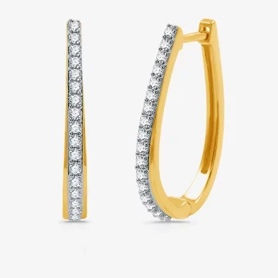 Womens 1/2 CT. T.W. Natural White Diamond Sterling Silver 24mm Hoop Earrings