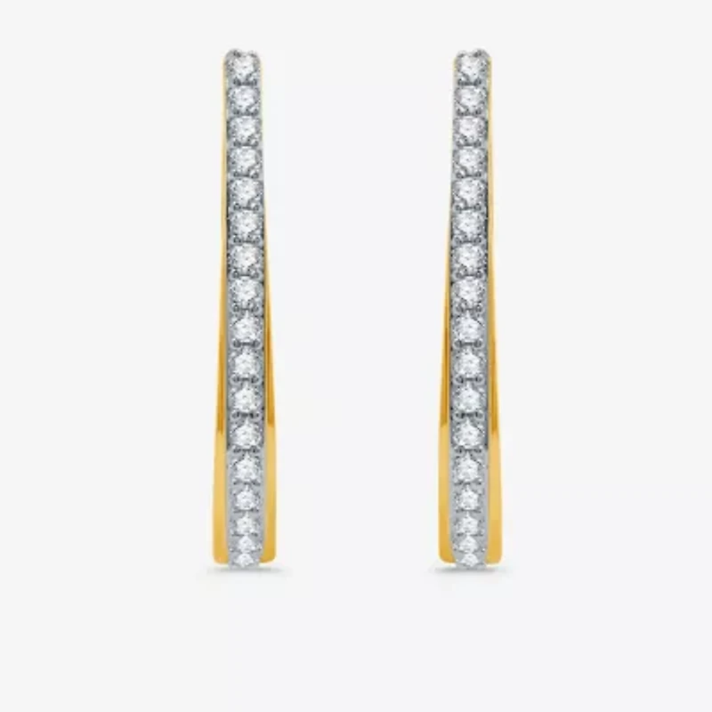 Womens 1/2 CT. T.W. Natural White Diamond Sterling Silver 24mm Hoop Earrings