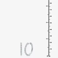 Womens 1/4 CT. T.W. Natural White Diamond Sterling Silver 19.9mm Hoop Earrings