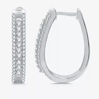 Womens 3/4 CT. T.W. Natural White Diamond Sterling Silver 23.1mm Hoop Earrings