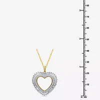 (H-I / I1) Womens 1 CT. T.W. Lab Grown White Diamond 14K Gold Over Silver Sterling Heart 18 Inch Pendant Necklace