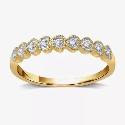 Womens Diamond Accent Natural White 10K Gold Heart Wedding Band