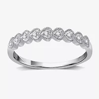 Womens Diamond Accent Natural White 10K Gold Heart Wedding Band