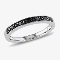 Midnight Black Womens 2MM 1/10 CT. T.W. Natural Diamond Sterling Silver Wedding Band