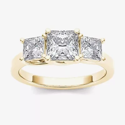 2 CT.T.W. Natural Diamond 14K Yellow Gold 3-Stone Engagement Ring