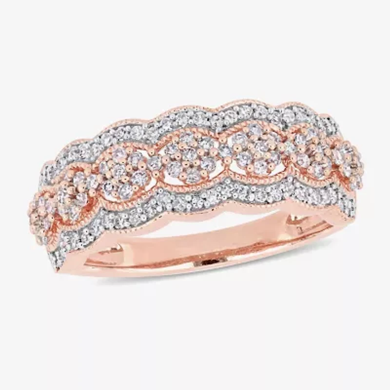 Womens 2.5MM 1/2 CT. T.W. Natural White Diamond 10K Rose Gold Anniversary Band