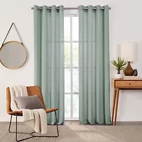Fieldcrest Arden Solid Cotton Grommet Top Sheer Single Curtain Panel