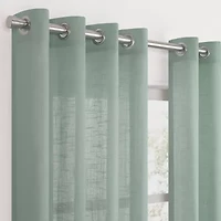 Fieldcrest Arden Solid Cotton Grommet Top Sheer Single Curtain Panel