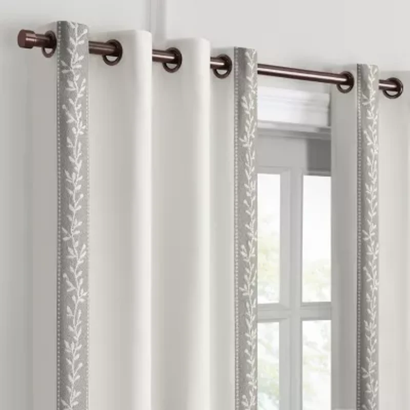 Fieldcrest Heritage Border Leaf Grommet Top Energy Saving 100% Blackout Single Curtain Panel