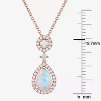 Womens Gemstone 14K Rose Gold Over Silver Pear Pendant Necklace