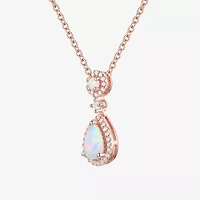 Womens Gemstone 14K Rose Gold Over Silver Pear Pendant Necklace