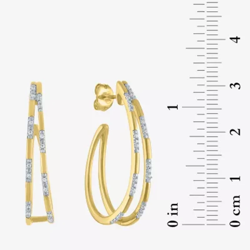 Diamond Addiction (G-H / Si2-I1) Womens 1/10 CT. T.W. Lab Grown White Diamond 14K Gold Over Silver Sterling Silver 30mm Hoop Earrings