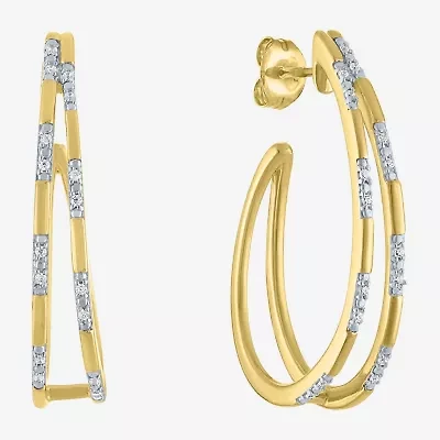 Diamond Addiction (G-H / Si2-I1) Womens 1/10 CT. T.W. Lab Grown White Diamond 14K Gold Over Silver Sterling Silver 30mm Hoop Earrings